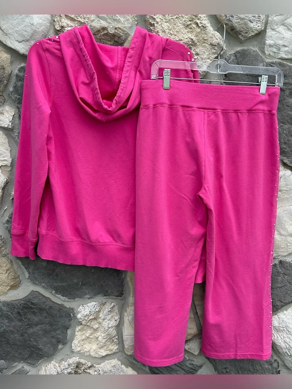 Christine Alexander Rhinestone Outfit Set Size S/M Pink Stretchy Jacket & Pants